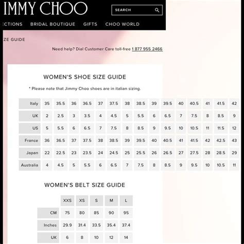 jimmy choo shoe conversion chart.